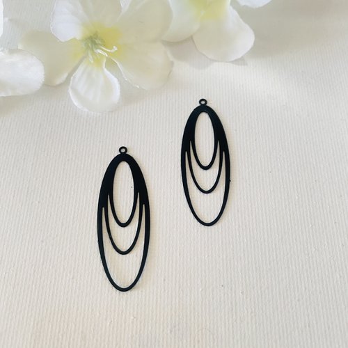 2 estampes goutte laquées noire 40x12 mm