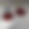 2 estampes filigrane fleur rouge 45x40 mm