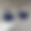 2 estampes filigrane fleur bleu marine 45x40 mm