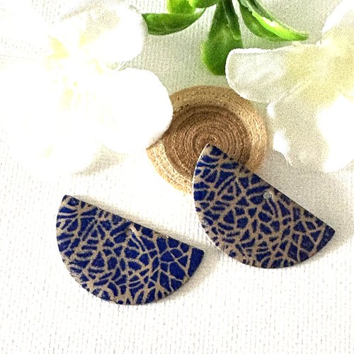 2 sequins émaillés sable et bleu marine 2 faces