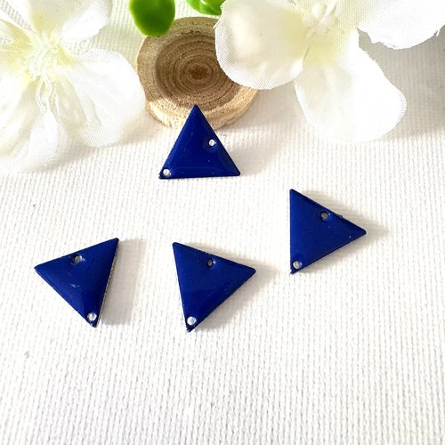 4 sequins connecteurs émaillés violet 15x13 mm 2 faces