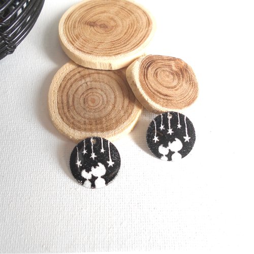 2 sequins ronds blanc et noir 20 mm 2 faces