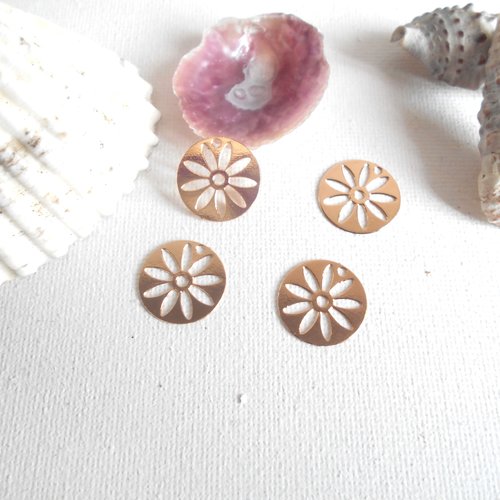 4 pendentifs ronds dorés 15 mm