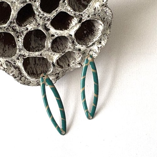 2 sequins émaillés connecteur sable et turquoise foncé 2 faces