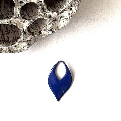 Lot 2 pendentifs émaillé bleu marine 22x12 mm 2 faces