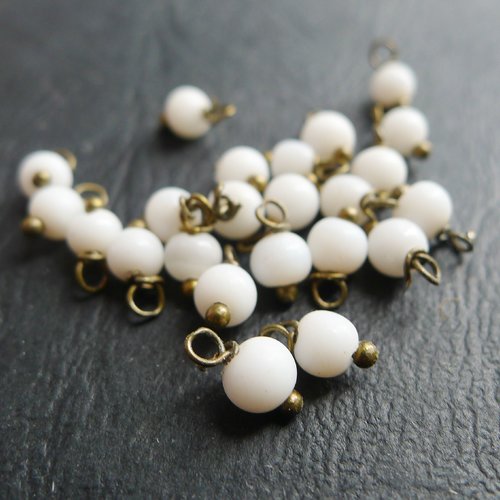 10 perles rondes en verre blanc 4mm breloques