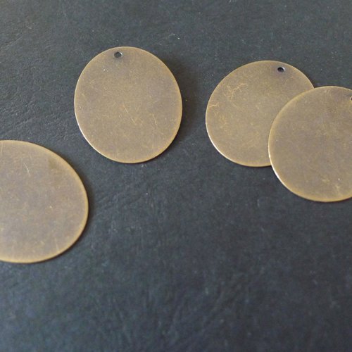 X6 pendentif sequin ovale en laiton bronze 30x40mm