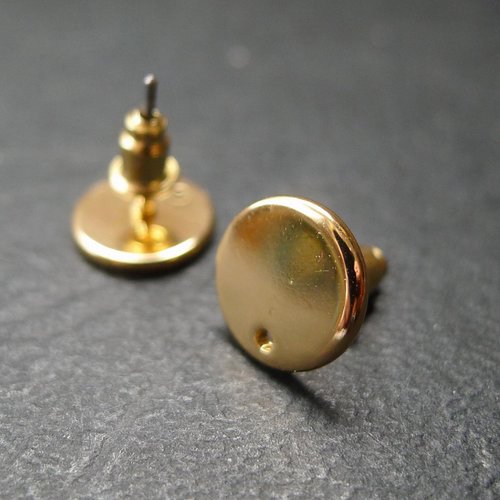 4 attaches de boucles d'oreilles support puce doré plateau 10mm