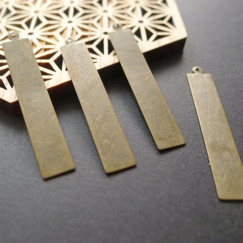 8 pendentifs rectangles en laiton bronze 7x40mm
