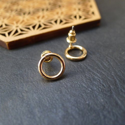 2 attaches de boucles d'oreilles support puce doré plateau 10mm