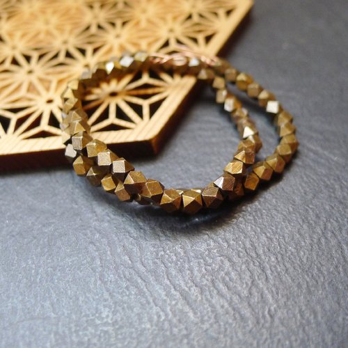 20 perles rectangle géométrique en laiton bronze 3mm