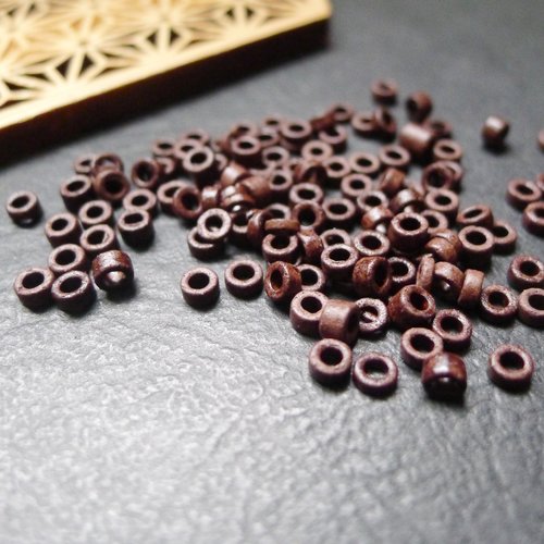 50 perles tubes rondelles ethniques en céramique marron 3mm