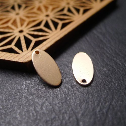 2 breloques ovales, doré mat, 6x12mm