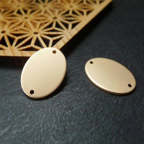 2 breloques connecteur ovale, doré mat, 13x18mm