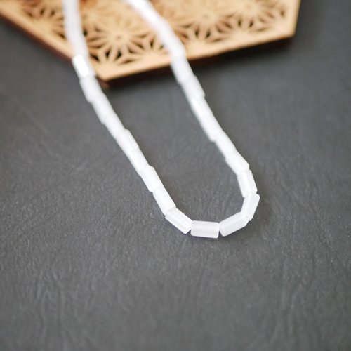 10 perles tubes rectangles en verre blanc transparent 3,5x7mm
