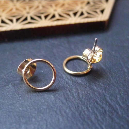 2 attaches de boucles d'oreilles support puce doré plateau 10mm