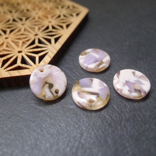 X4 connecteurs en résine rond violet blanc 12mm