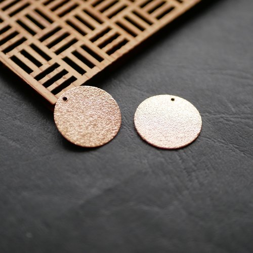X2 breloque sequin rond paillette doré 20mm