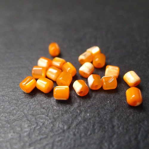 10 perles ovales coquillages orange heishi 3,5x4mm