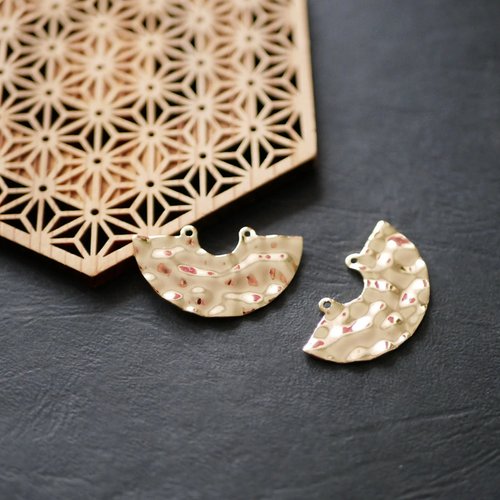 X2 pendentif connecteur demi lune doré 20x35mm