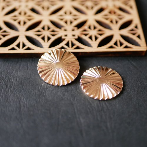2 sequins pendentifs ronds doré 25mm breloque