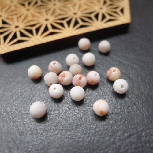 10 perles rondes calcite, beige rose, 4mm