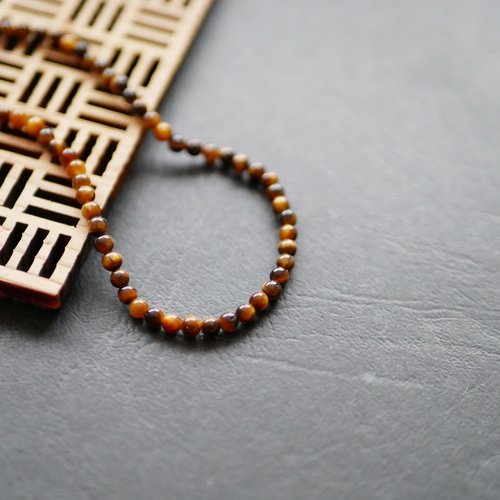 10 perles rondes oeil de tigre marron 3mm
