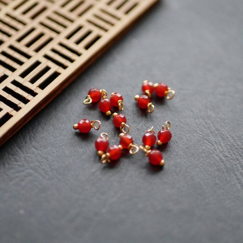 X20 perles rondes, pierre jade à facette, orange, 4x8mm, breloques doré