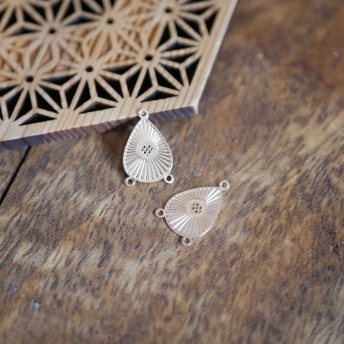 X2 pendentif connecteur doré goutte 10x16mm