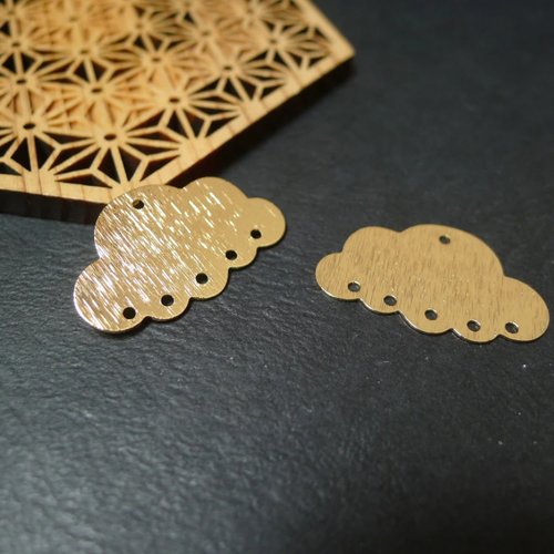 X2 pendentif connecteur nuage doré demi cercle 18x30mm