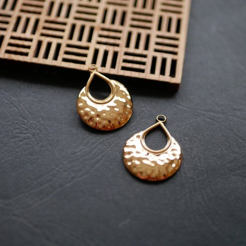 X2 pendentif goutte doré 21x28mm
