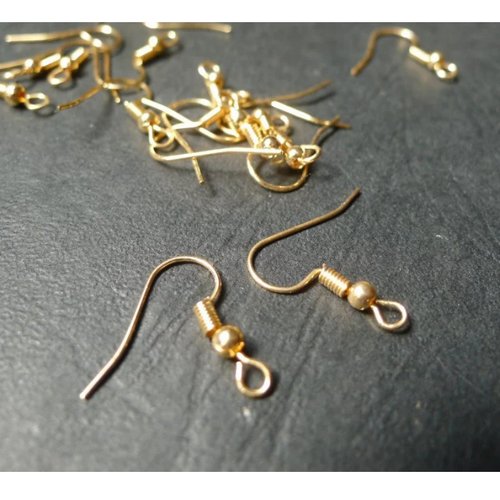 50 attaches de boucles d'oreilles crochets support doré 20mm