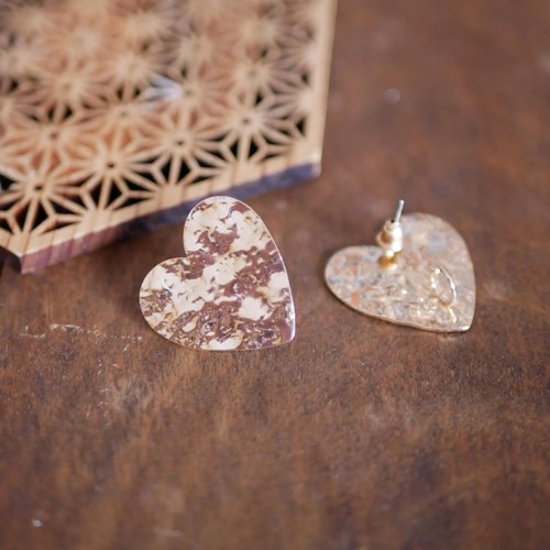 2 attaches de boucles d'oreilles puce coeur doré 25mm