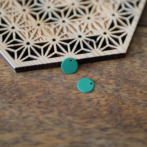 X2 pendentif breloque sequin rond vert 8mm