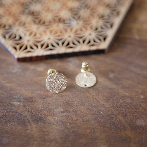 2 attaches de boucles d'oreilles support puce doré plateau 12mm