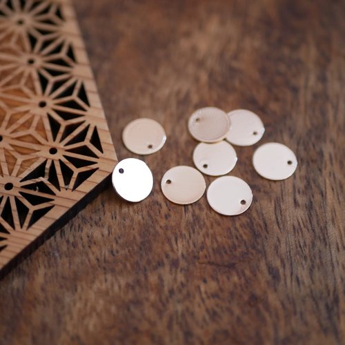 10 sequins pendentifs ronds doré 10mm breloque
