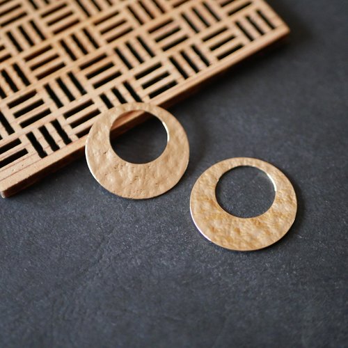 X2 pendentif connecteur rond ,doré, 28mm