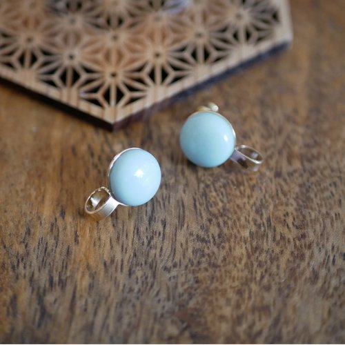 2 attaches de boucles d'oreilles, support puce en perles bleu, 15mm
