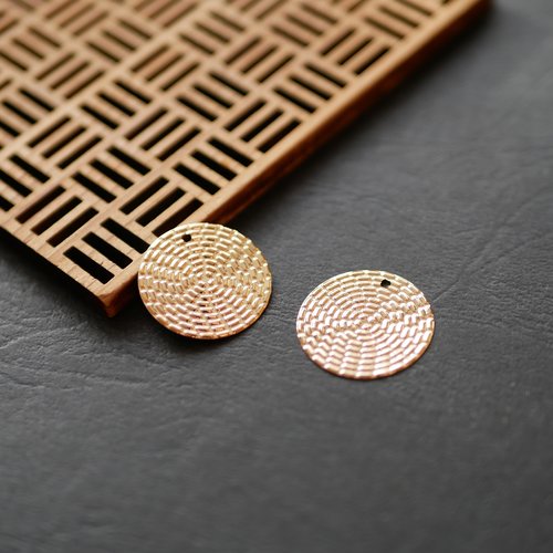 2 breloques sequins ronds doré 20mm