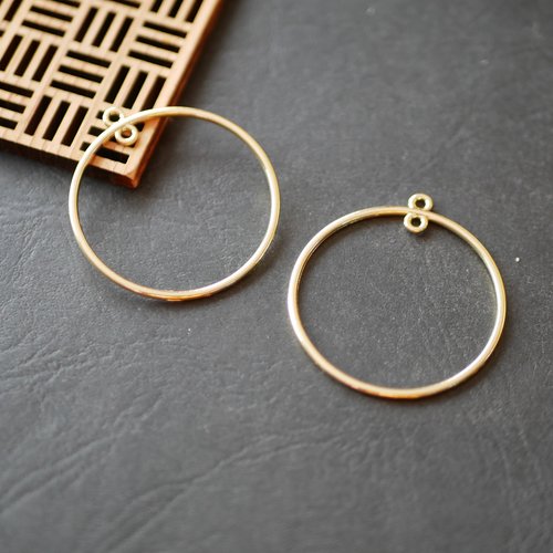 X2 pendentif sequin anneau rond doré 39x42mm