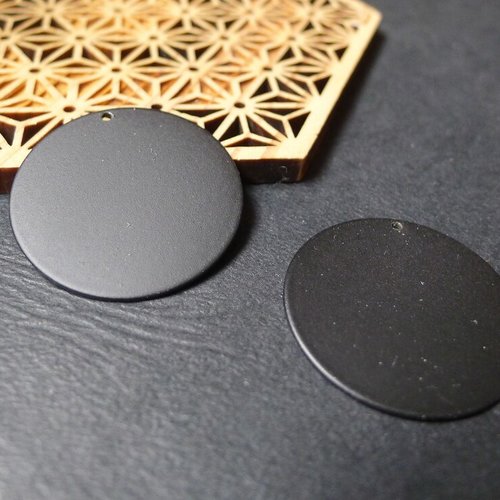 X2 pendentif sequin rond noir 35mm
