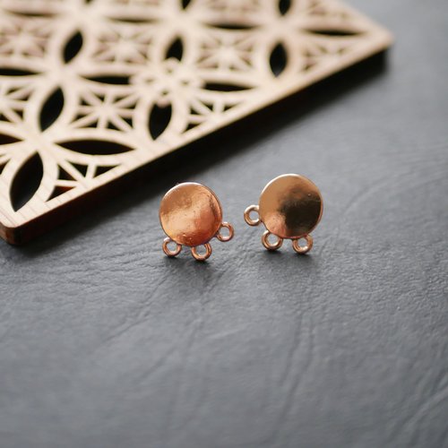 2 attaches de boucles d'oreilles ,support puce doré ,plateau 12x14mm