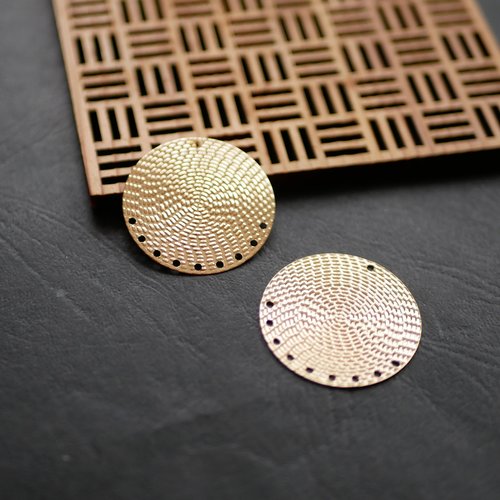 X2 pendentif , connecteur sequin rond , doré, 30mm