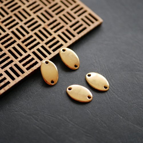 4 breloques connecteur ovale, doré, 11x18mm