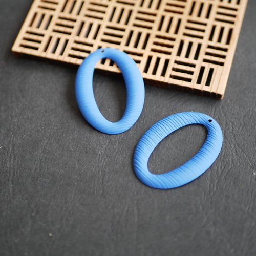 X2 pendentif ovale bleu 30x40mm