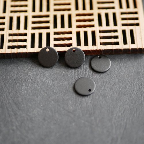 X6 pendentif sequin rond noir 10mm