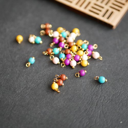 50 perles rondes pierres howlite beige bleu marron violet jaune 4x8mm breloques