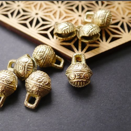 X10 grelot indien ethnique charms breloques doré boule 13x11x8mm