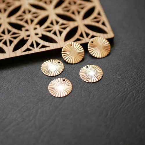 5 sequins pendentifs ronds doré 13mm breloque