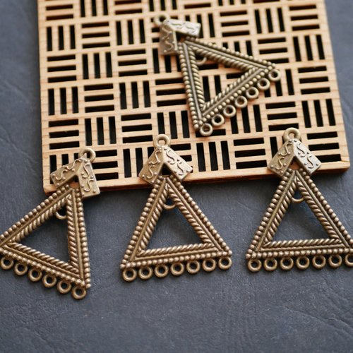 X4 connecteur triangle bronze 34x43mm